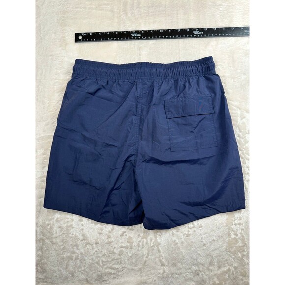 NWT SilkWorld Men's Navy Blue Swim Trunks with Orange Drawstring Size M - Picture 2 of 4